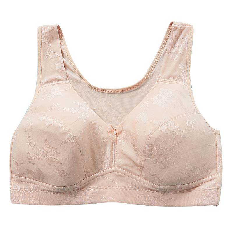 全罩杯加大码文胸夏季薄款收副乳胖mm大胸显小背心式少女睡眠内衣