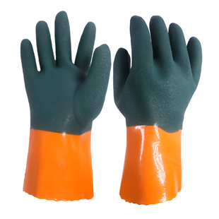 护邦717防滑劳保手套轻耐油弱酸碱耐磨耐用防水加工捕捞磨砂双色