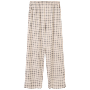 安之伴春秋睡裤女款早秋纯棉长裤宽松休闲格子单裤可外穿家居服
