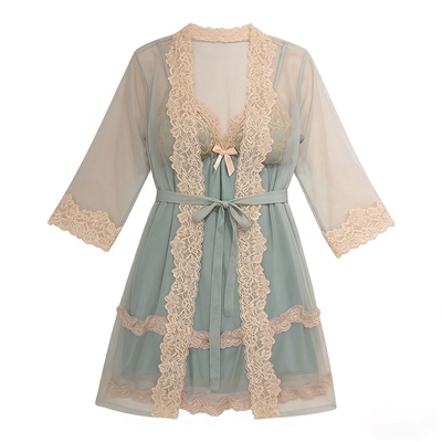 深V胸垫纯欲吊带裙外袍性感套装