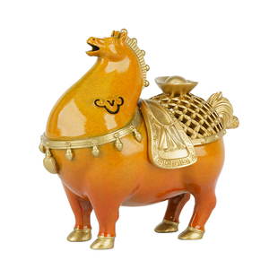 榜盛铜香炉马上有钱香炉摆件马年吉祥物茶道香薰炉创意新年礼物
