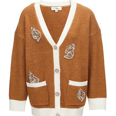 VeroModa撞色宽松针织开衫好看