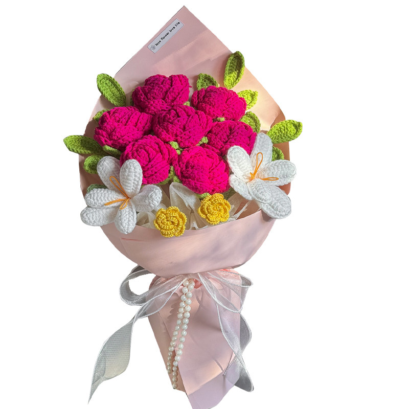 广志送美伢同款爱情花束成品手工编织玫瑰毛线花生日礼物送女朋友