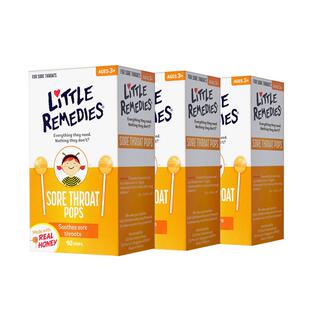 【自营】Little remedies天然润喉蜂蜜棒棒糖3盒装缓解咽喉不适