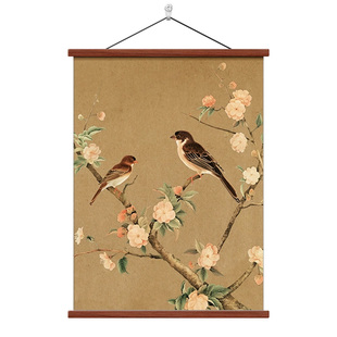 宋代美学书房壁画新中式卧室挂画客厅沙发背景墙装饰画茶室花鸟画