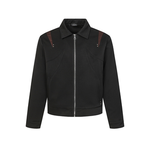 DARKAGE原创美式复古撞色拼接设计感翻领夹克男女款春季外套上衣