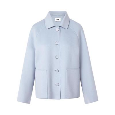 朗姿集团LIME莱茵双面呢山羊绒短大衣雾霾蓝高级百搭小个子25冬新