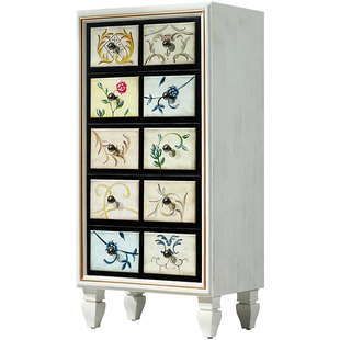 美式五斗柜卧室收纳客厅小边柜子实木储物柜白色抽屉柜简约五斗橱