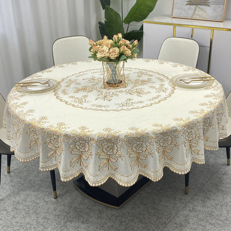 家用防水大圆桌布台布桌垫防油防烫免洗PVC现代轻奢高级感欧式
