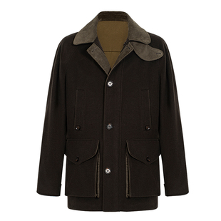 【高定细节工艺】AC纯羊毛厚实拼接翻领夹克猎装外套男轻商务正装