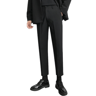 罗蒙小西裤男士春秋季高级垂感修身九分西装裤潮牌休闲长裤子夏款