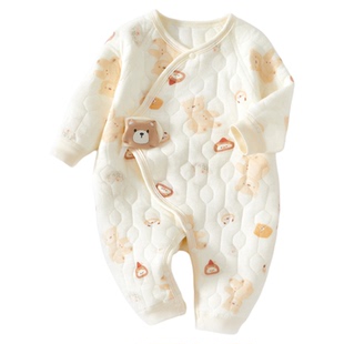 新生儿婴儿衣服秋冬季夹棉连体衣保暖初生宝宝秋装纯棉a类3秋天男