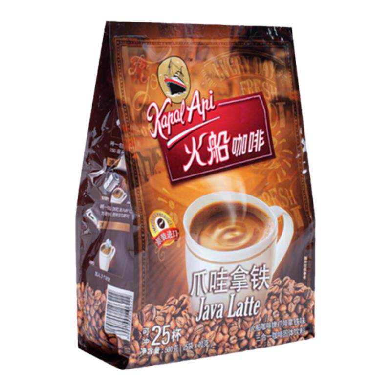 印尼进口火船爪哇拿铁三合一速溶冲调饮品加班学生咖啡袋装