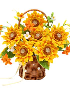 扭扭棒花束手工编织diy材料向日葵百合花手提花篮摆件教师节礼物