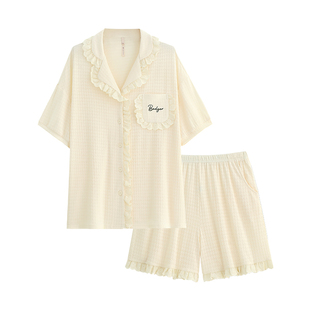 悦内睡衣女夏季夏款莫代尔短袖短裤家居服夏天公主风甜美可爱套装