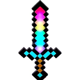 我的世界像素MC七色钻石剑儿童男女孩发光宝剑解压Minecraft玩具