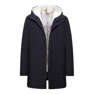 进口十字貂貂袖整貂长款连帽皮草貂皮大衣外套冬季休闲派克服