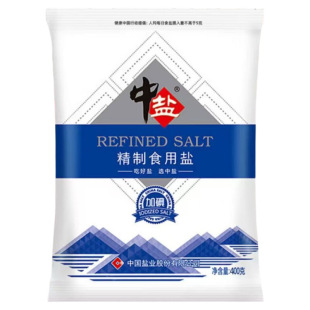 中盐精制加碘食用盐400g家用日常烹饪调味炒菜专用盐厨用调味料