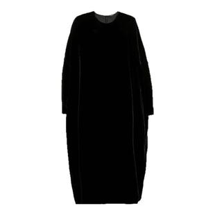 陈小满原创设计重磅真丝绒连衣裙女2026春季新款黑色气质旗袍长裙