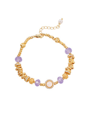 新中式紫色水晶盘缠拉丝猫眼手链轻奢高级感手串时尚气质串珠手饰