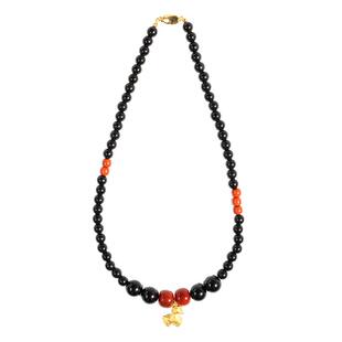 喜运宝「喜运予我」柿子红南红黑曜石项链国风轻奢新中式水晶饰品