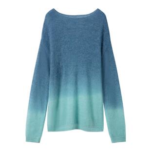 RUISHI芮时 Aura欧若风马海毛船领渐变宽松上衣针织衫女春季