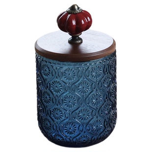 复古美式玻璃棉签收纳盒创意牙签罐棉棒牙线桶法式软装摆件高颜值