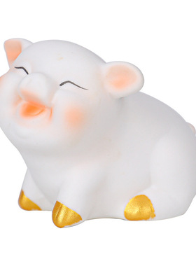 陶瓷招财进宝猪生肖猪描金工艺装饰品创意家居公仔汽车摆件五福猪