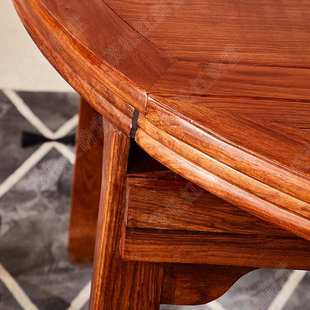 茂松红韵红木圆餐台 刺猬紫檀明式伸缩圆台 折叠餐桌 多功能餐台