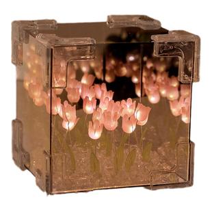 跨新年创意魔方镜面郁金香小夜灯手工diy摆件生日礼物送女生女友