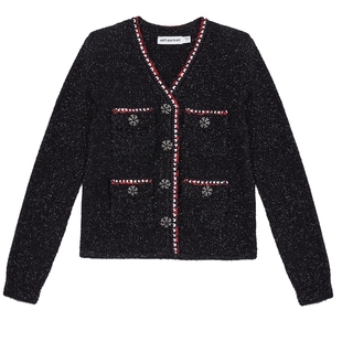 self-portrait 经典黑秋冬甜酷金银丝针织衫百搭开衫外套