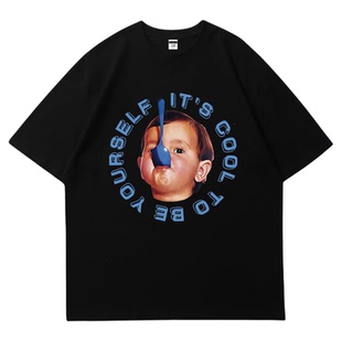 时代少年团马嘉祺严浩翔同款t恤短袖女欧美街头风oversize衣服夏