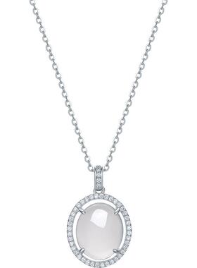 周六福玉髓项链女S925银链坠国风轻奢小众送女友节日礼物