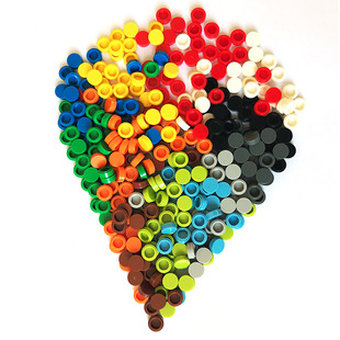 圆形光面平板积木像素画DIY平面小颗粒1X1拼图散件MOC光板98138