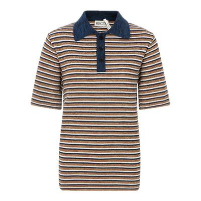 RECTO女士条纹短袖POLO衫