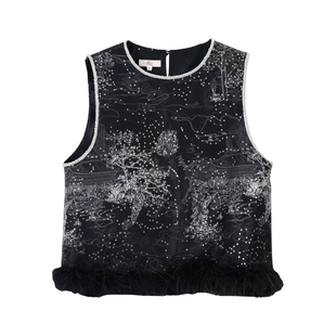 布符新中式「月下松影山水绣可拆驼鸟毛马甲」2026年春季新品女装