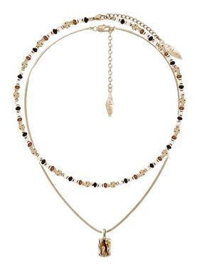 复古秋冬叠戴美拉德虎眼石项链