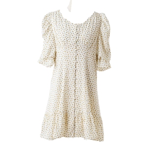 Nice Claup夏新品日系可爱花朵可爱泡泡袖短款连衣裙131720470C