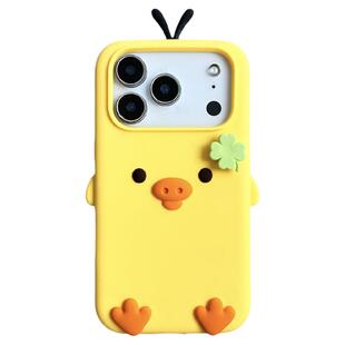 由里公园ins呆萌可爱立体旋转四叶草小黄鸡17适用17pro苹果17ProMax手机壳iPhone16全包14新款16Promax保护套