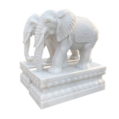 厂家包邮到家石雕大象天然汉白玉