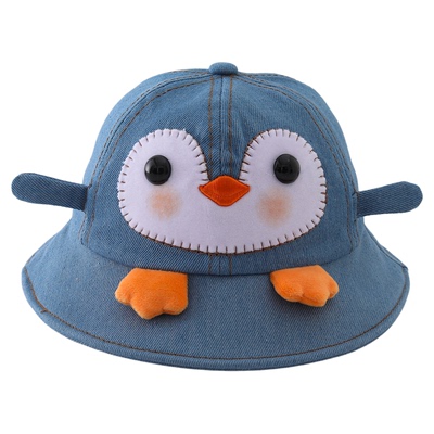 宝宝帽子春秋薄款可爱遮阳防晒渔夫帽男女儿童水洗牛仔户外盆帽夏