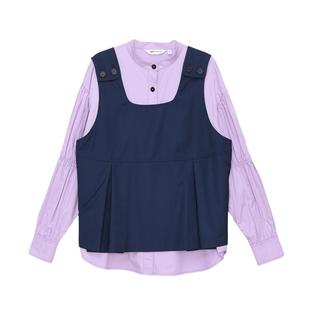 MOVEUP幻走2024秋季新款.FUN系列设计师中长款两件套马甲衬衫女