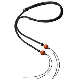 南红玛瑙项链绳天珠蜜蜡翡翠玉佩绳子男女款手工编织挂件吊坠挂绳