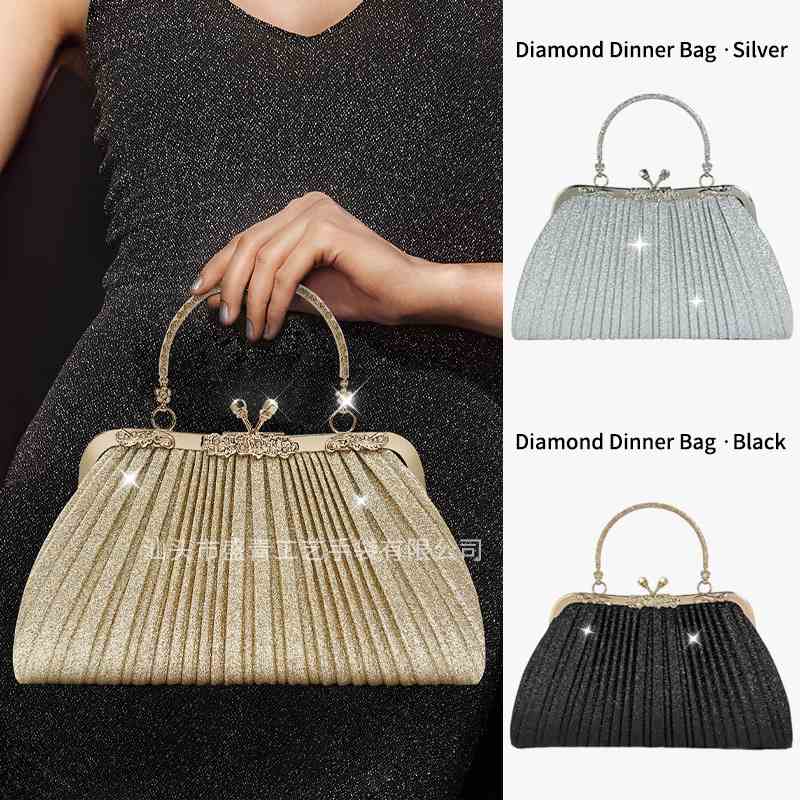 新品 澵款复古手提包旗袍女包宴会晚礼服包褶皱新娘婚宴包名媛包