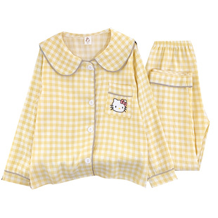 儿童睡衣女童长袖春秋季2026新款卡通KT猫中大童小女孩家居服套装