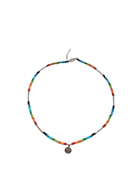 纯银项链女925足银2025新品夏季青春彩色串珠多巴胺饰品轻奢小众