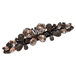 气质枪黑水晶蝴蝶弹簧夹时尚水钻发夹后脑勺半扎发横夹一字夹顶夹