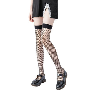夏季超薄黑丝性感渔网袜网红流行款长筒过膝袜半截袜大腿袜子女