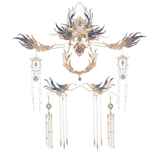 汉服发饰女异域幽影飞天古风超仙发冠发簪面饰古装头饰仙侠风套装