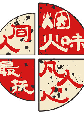 市井风格装饰网红火锅店创意墙面氛围布置餐饮烧烤肉怀旧贴纸挂画